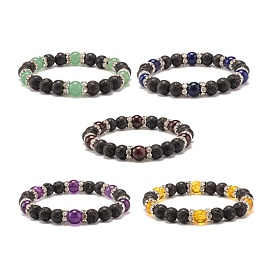 Natural Lava Rock & Stone Beads Stretch Bracelet, Oil Diffuser Power Jewelry for Women