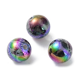 UV Plating Opeque Acrylic Beads, Iridescent, Round