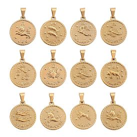 304 из нержавеющей стали подвесные комплекты, плоский круглый с двенадцатью созвездием / знаком зодиака