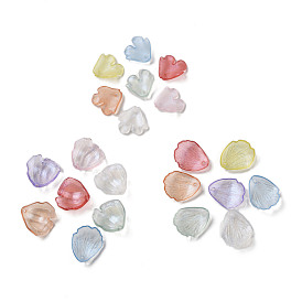 Transparent Acrylic Beads, with Giltter Powder, Leaf
