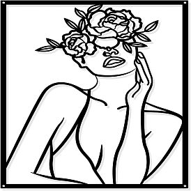 Железные настенные художественные украшения, для парадного крыльца, гостинная, кухня, прямоугольник с женщинами