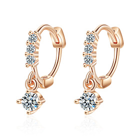 925 boucles d'oreilles en argent et diamants - style court, , bijoux d'oreilles délicats.