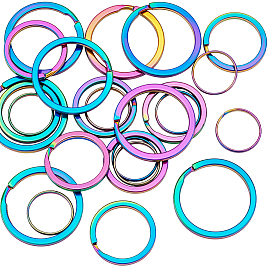 24Pcs 3 Styles 304 Stainless Steel Split Key Rings, Keychain Clasp Findings