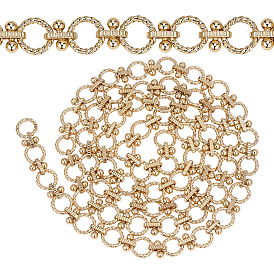 Zinc Alloy Textured Round Ring Link Bag Chains, Purse Making Accessories