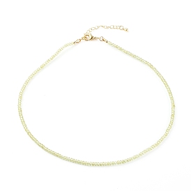 Rondelle Natural Gemstone Beaded Necklaces, with Brass Lobster Claw Clasps, Golden