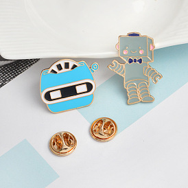 Creative Astronaut Robot Planet Oil Droplet Cartoon Brooch Pin for Aviation Enthusiasts