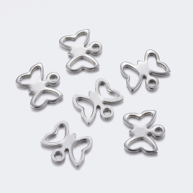 304 Stainless Steel Charms, Cut-Out, Butterfly