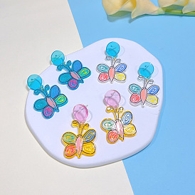  Earrings Sweet Butterfly Cartoon Earrings Women's Children's Acrylic Earrings