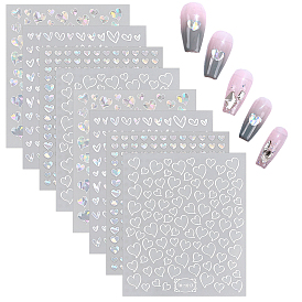 8 листы 4 стили наклейки для дизайна ногтей с лазерным рисунком в виде сердца, самоклеящиеся наклейки для дизайна ногтей для женщин