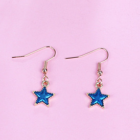 Enamel Star Dangle Earrings, Light Gold Plated Alloy Jewelry for Women