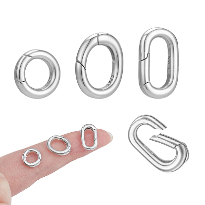 3 шт. 3 стили 925 кольца с пружинным затвором из стерлингового серебра