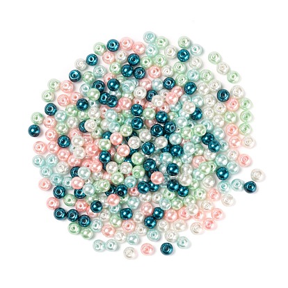 300Pcs Baking Painted Pearlized Glass Pearl Round Beads