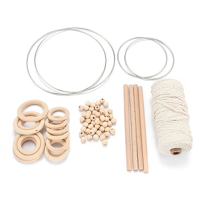 Наборы для изготовления сеток/паутины своими руками с перьями, в том числе железные соединительные кольца, деревянные соединительные кольца, бусины и палочки