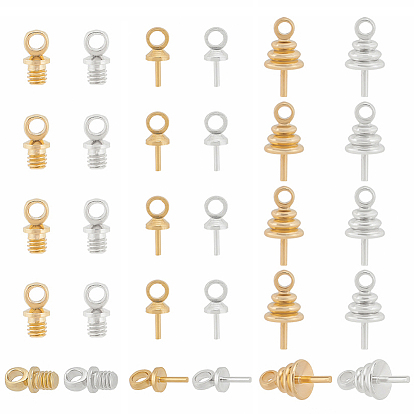 60 шт. 6 стиль латунный кубок жемчужный штифт скобы булавки подвески, за половину пробурено бисера, долговечный
