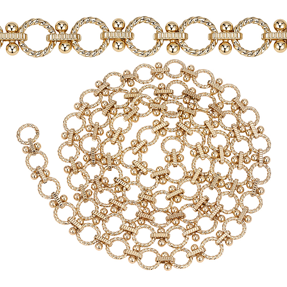 Zinc Alloy Textured Round Ring Link Bag Chains, Purse Making Accessories