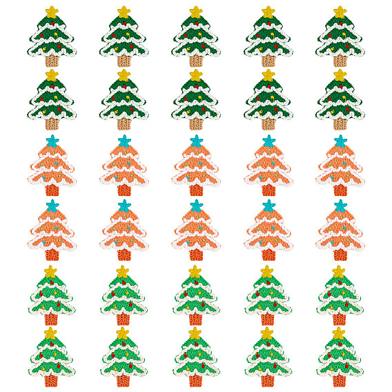 30шт. 3 цвета полиэстеровые нашивки на одежду, рождественская елка