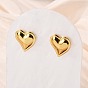 304 серьги-гвоздики из нержавеющей стали для женщин, сердце, ионное покрытие (ip)