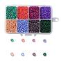 FGB 200G 8 Colors 12/0 Grade A Round Glass Seed Beads, Transparent Inside Colours