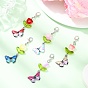 5 шт. подвесные украшения в виде бабочек из эмалевого сплава и стеклянных тюльпанов, Сплав с застежками когтя омара