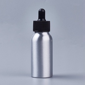 Aluminium Empty Dropper Bottles, with PP Plastic Screw Lid, for Essential Oils Aromatherapy Lab Chemicals