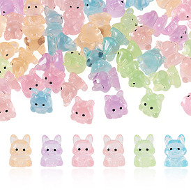 48Pcs 6 Colors Luminous Resin Dog Figurine, for Home Office Desk Decoration, Glow in the Dark