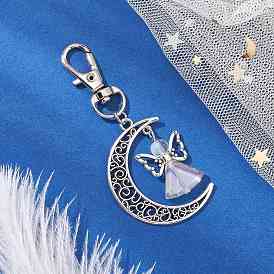 Подвесные украшения из сплава в виде ангела и полой луны, Поворотные застежки-брелки для украшения сумок