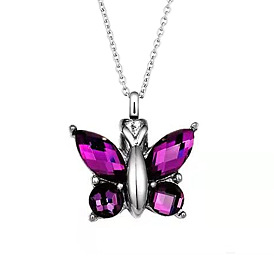 Jewelry Open Butterfly Pendant Gemstone Urn Necklace Memorial Mom