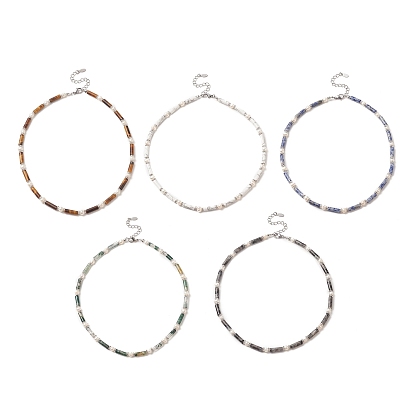 Драгоценный камень бисера ожерелья, с натуральным культивированным пресноводным жемчугом, разделительные бусины из латуни со стразами и 304 застежки-«лобстеры» из нержавеющей стали