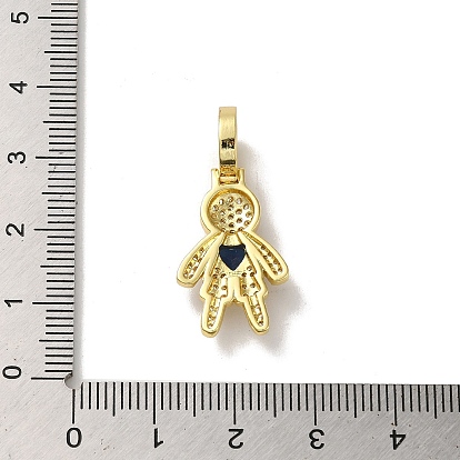 Rack Plating Brass Micro Pave Clear Cubic Zirconia Pendants, Real 18K Gold Plated, Long-Lasting Plated, Lead Free & Cadmium Free, Human