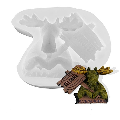Christmas Canada Reindeer's Head DIY Silicone Molds, Resin Casting Molds, For UV Resin, Epoxy Resin Decoration Making