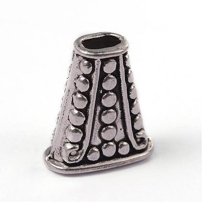 Tibetan Style Alloy Bead Cones, For Tassels Pendant, Apetalous, Lead Free & Cadmium Free, 18.5x17x8.5mm, Hole: 5.5x3.5mm
