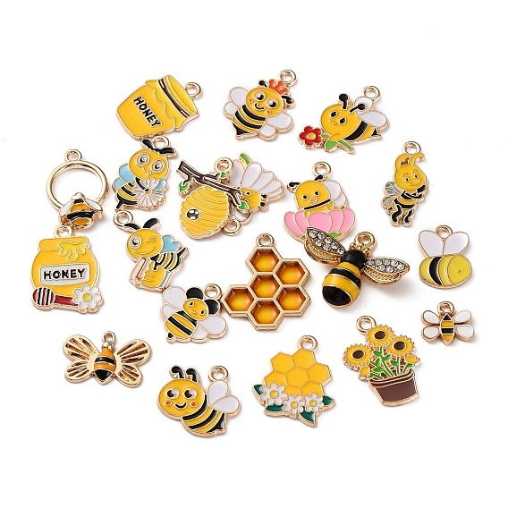 Подвески из эмали и сплава, прелести пчел, золотые
