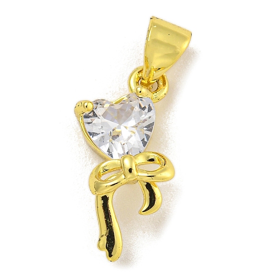 Стойка металлическая латунная микропрофилированная кубическая циркония подвески, долговечный, без кадмия и без свинца, сердце с бантом