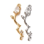 Латунные микропаве прозрачные подвески с фианитом, без кадмия, без никеля и без свинца, роза