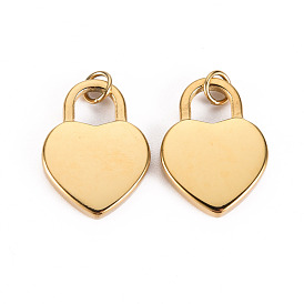 304 colgantes de acero inoxidable, con anillos de salto, corazón