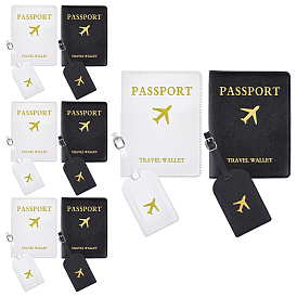 8 шт. 2 комплекты из искусственной кожи для багажной бирки и обложек для паспорта, прямоугольные