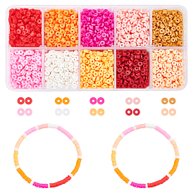 ARRICRAFT 7800Pcs 10 Colors Eco-Friendly Handmade Polymer Clay Beads, Disc/Flat Round, Heishi Beads
