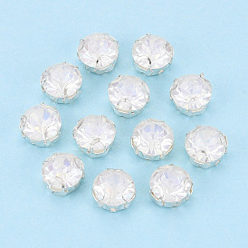 Пришить бусины монте из стразов, с настройками латуни, аксессуары для одежды, плоско-круглые