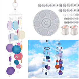 DIY Shell Wind Chime Making Kits, including Molds, Plastic Beads, Brass Crimp Beads, Thread