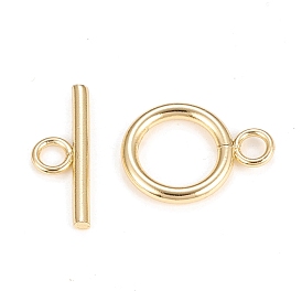  Brass Toggle Clasps, Long-Lasting Plated, Ring