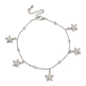 Summer Beach 304 Stainless Steel Cable Chains Starfish Charm Bracelets