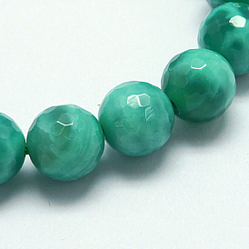 Natural Peacock Agate Beads Strands, Dyed, Faceted, Round, Hole: 1mm
