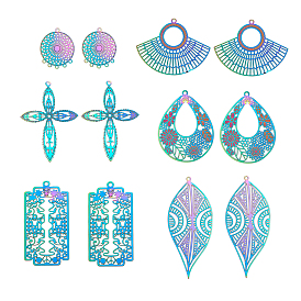 Вакуумное покрытие pvd 201 филигранные подвески из нержавеющей стали, гравированные металлические украшения