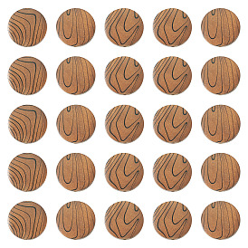 30Pcs Natural Schima Wood Beads, Dyed, Flat Round