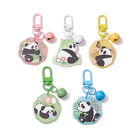 Панда акриловые подвесные украшения, железные колокольчики и поворотные застежки-подвески для украшений сумок