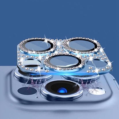 Glass & Alloy Rhinestone Mobile Phone Lens Film, Lens Protection Accessories, Compatible with 13/14/15 Pro & Pro Max Camera Lens Protector