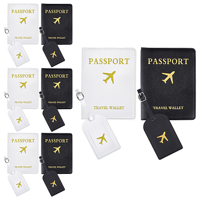 8 шт. 2 комплекты из искусственной кожи для багажной бирки и обложек для паспорта, прямоугольные
