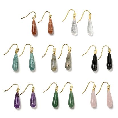 Серьги с подвесками из драгоценных камней с ионным покрытием (IP), с латунным крюком серьги, слеза