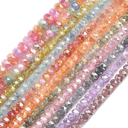 Стеклянные бусины, имитация нефрита , рондель, с покрытием AB цвета, граненые