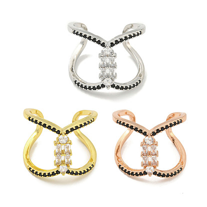 Открытые манжеты из латуни с микро-паве и кубическим цирконием для женщин, без кадмия и без свинца, долговечный